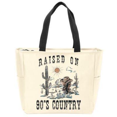 Raised On 90S Country Music Cowgirl Western Zip Tote Bag