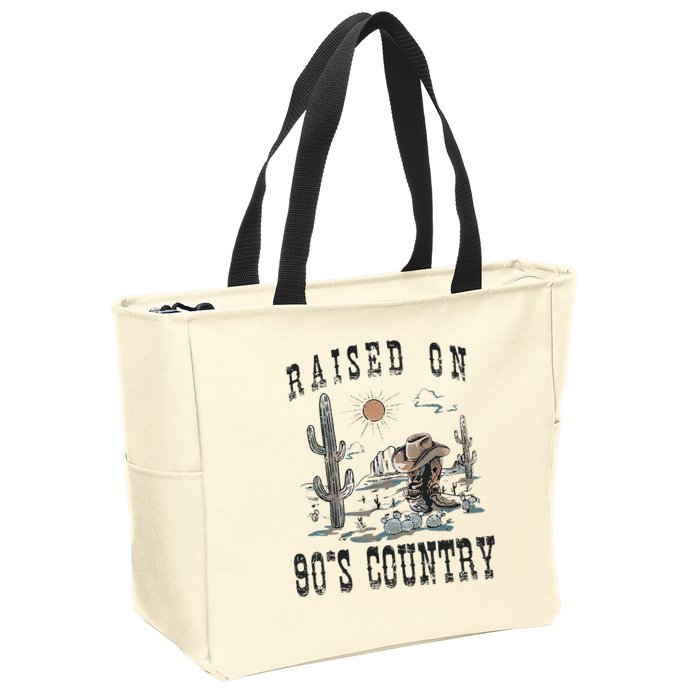 Raised On 90S Country Music Cowgirl Western Zip Tote Bag