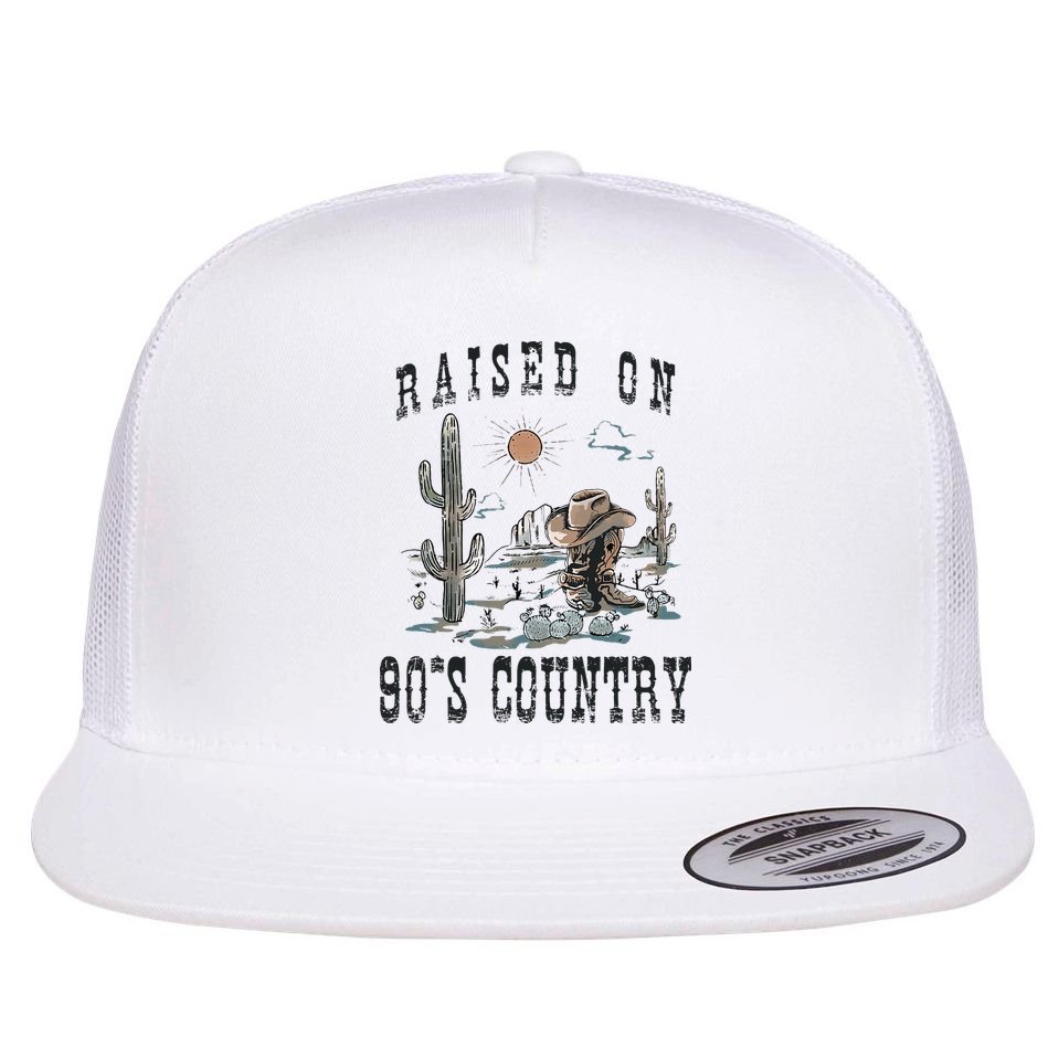 Raised On 90S Country Music Cowgirl Western Flat Bill Trucker Hat