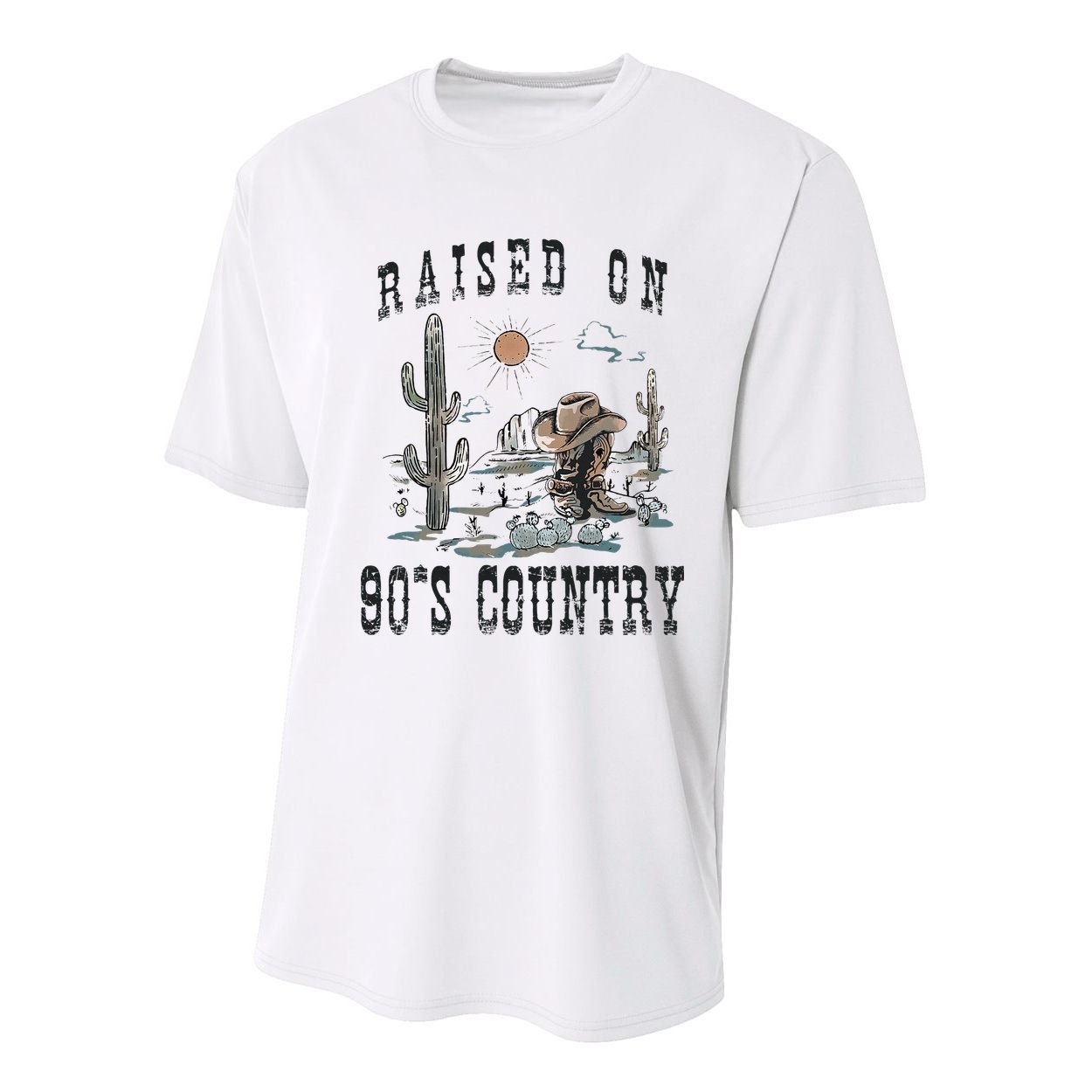 Raised On 90S Country Music Cowgirl Western Youth Performance Sprint T-Shirt