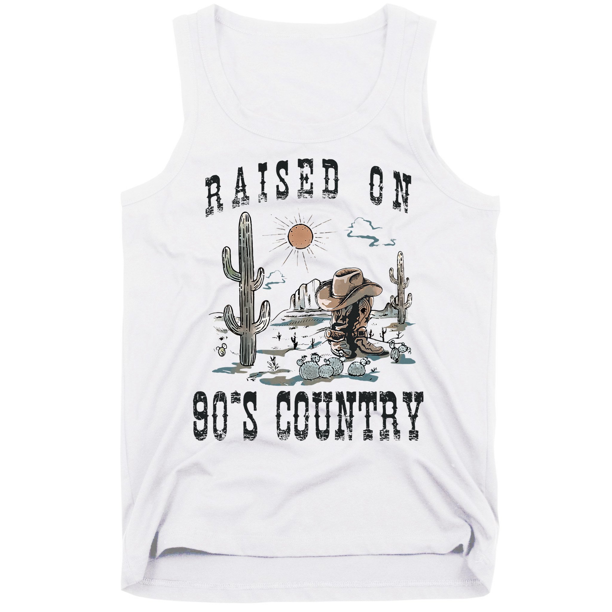 Raised On 90S Country Music Cowgirl Western Tank Top