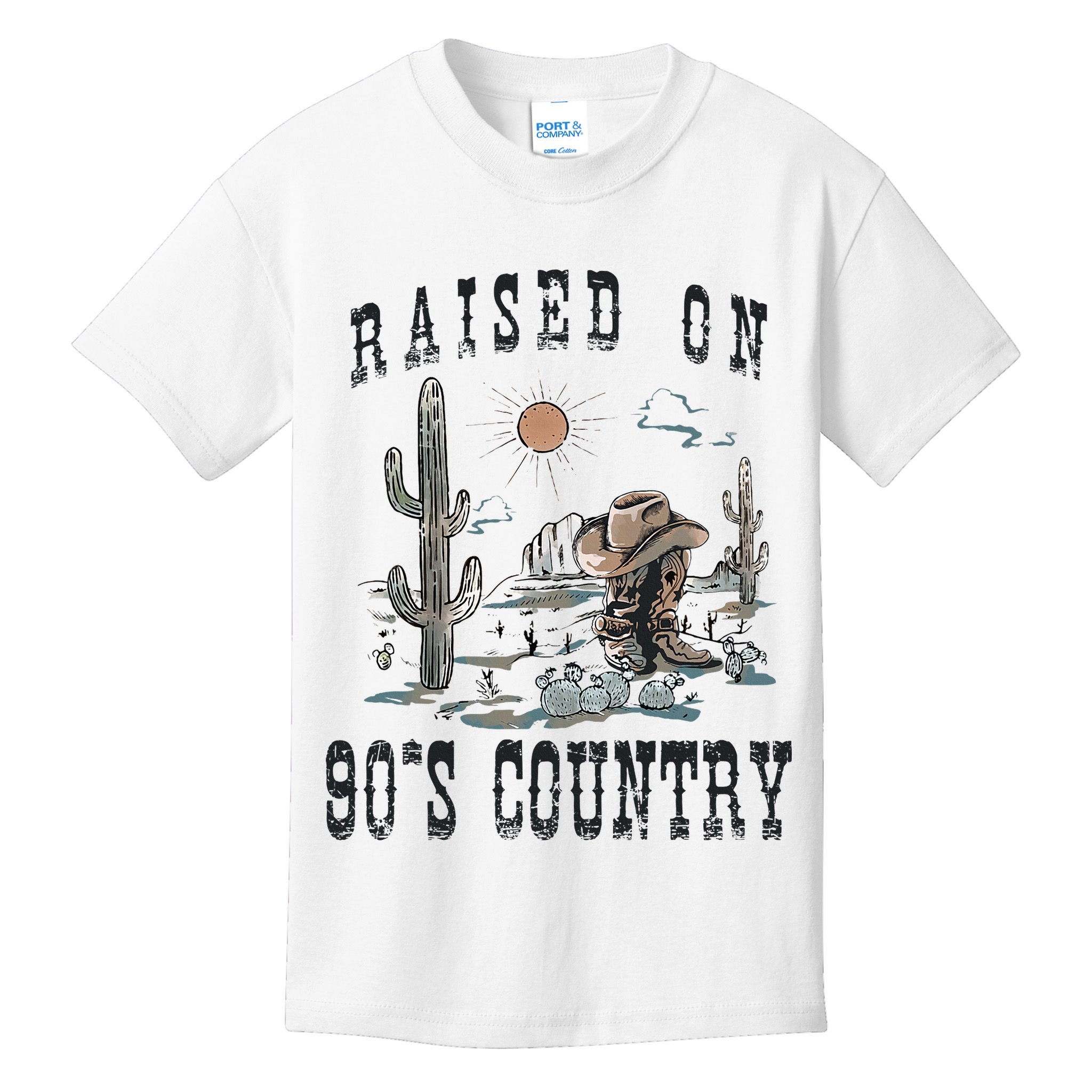 Raised On 90S Country Music Cowgirl Western Kids T-Shirt