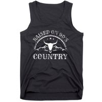 Raised On 90S Country Music Bull Skull Western Tank Top