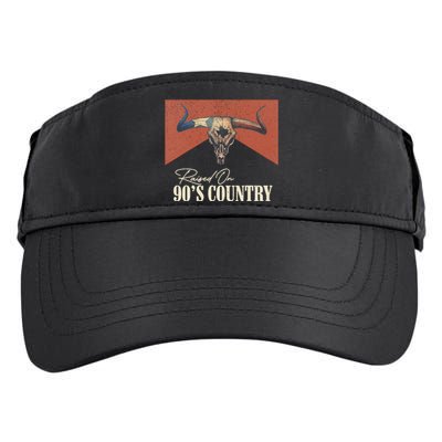 Raised On 90S Country Music Vintage Bull Skull Western Life Adult Drive Performance Visor