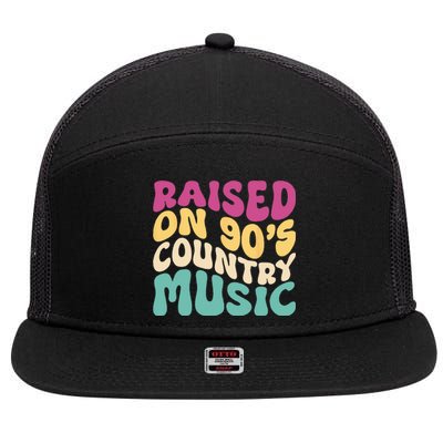 Raised On 90s Country Music Concert Groovy 7 Panel Mesh Trucker Snapback Hat