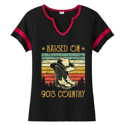 Raised On 90s Country Raised On 90s Country Music Ladies Halftime Notch Neck Tee