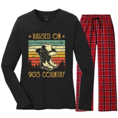 Raised On 90s Country Raised On 90s Country Music Women's Long Sleeve Flannel Pajama Set 