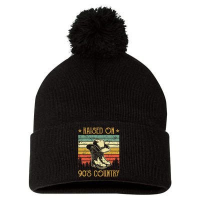 Raised On 90s Country Raised On 90s Country Music Pom Pom 12in Knit Beanie