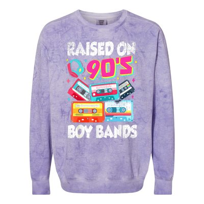 Raised On 90s Boy Bands Cassette Tape Retro Colorblast Crewneck Sweatshirt