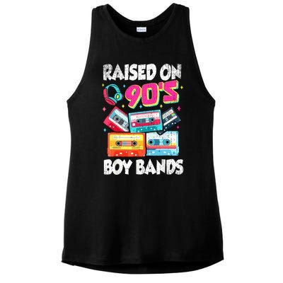 Raised On 90s Boy Bands Cassette Tape Retro Ladies PosiCharge Tri-Blend Wicking Tank