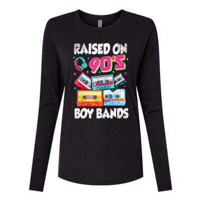 Raised On 90s Boy Bands Cassette Tape Retro Womens Cotton Relaxed Long Sleeve T-Shirt