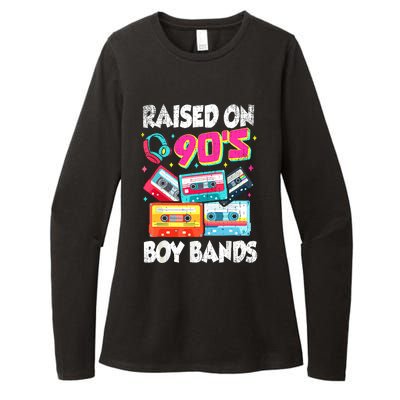 Raised On 90s Boy Bands Cassette Tape Retro Womens CVC Long Sleeve Shirt