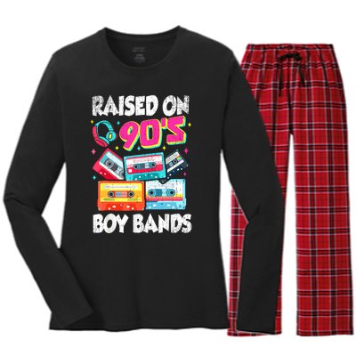 Raised On 90s Boy Bands Cassette Tape Retro Women's Long Sleeve Flannel Pajama Set 