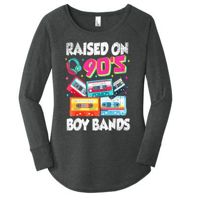 Raised On 90s Boy Bands Cassette Tape Retro Women's Perfect Tri Tunic Long Sleeve Shirt