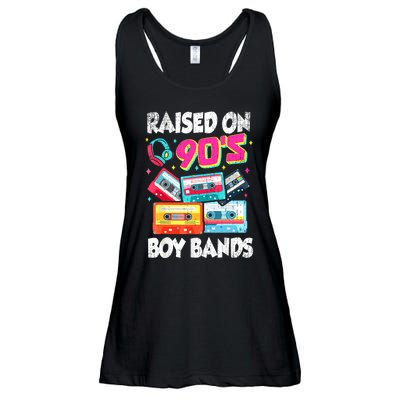 Raised On 90s Boy Bands Cassette Tape Retro Ladies Essential Flowy Tank