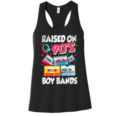 Raised On 90s Boy Bands Cassette Tape Retro Women's Racerback Tank