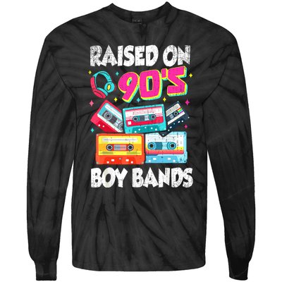 Raised On 90s Boy Bands Cassette Tape Retro Tie-Dye Long Sleeve Shirt