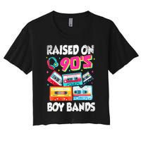 Raised On 90s Boy Bands Cassette Tape Retro Women's Crop Top Tee