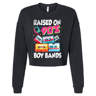 Raised On 90s Boy Bands Cassette Tape Retro Cropped Pullover Crew