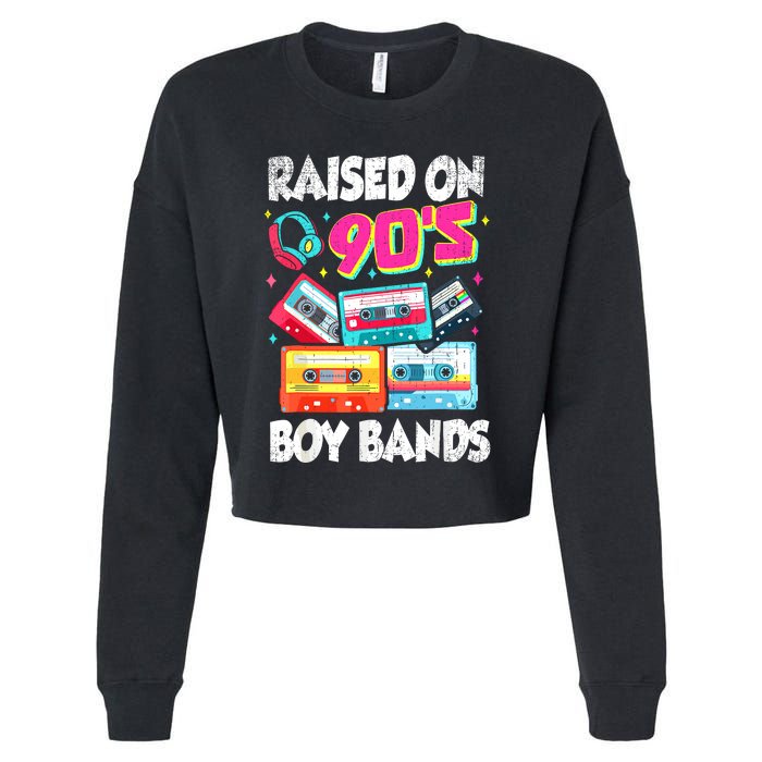 Raised On 90s Boy Bands Cassette Tape Retro Cropped Pullover Crew