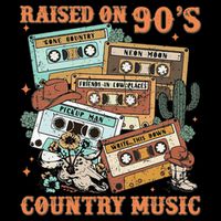 Raised On 90S Country Music Western Cowboy Retro Cow Skull Womens T-Shirt