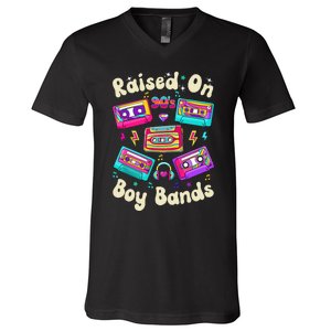 Raised On 90s Boy Bands Cassette Tape V-Neck T-Shirt