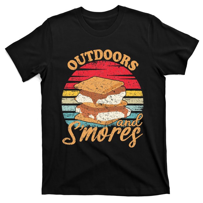 retro Outdoors And Smores Camping Lover Marshmallow T-Shirt