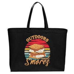 retro Outdoors And Smores Camping Lover Marshmallow Cotton Canvas Jumbo Tote