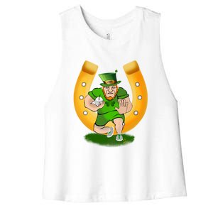 Rugby Outfit American Football Rugby Kobold St Patricks Day Gift Women's Racerback Cropped Tank