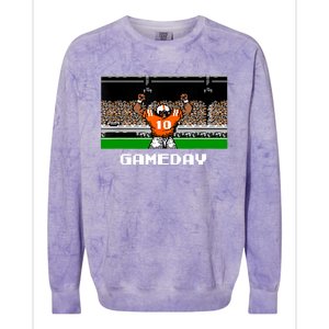 Retro Orange And White Football 8 Bit Video Game Colorblast Crewneck Sweatshirt