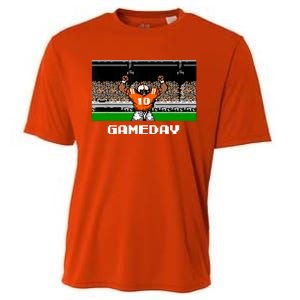 Retro Orange And White Football 8 Bit Video Game Cooling Performance Crew T-Shirt