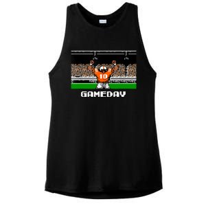 Retro Orange And White Football 8 Bit Video Game Ladies PosiCharge Tri-Blend Wicking Tank