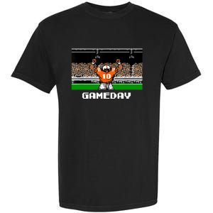 Retro Orange And White Football 8 Bit Video Game Garment-Dyed Heavyweight T-Shirt