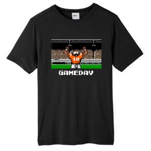 Retro Orange And White Football 8 Bit Video Game Tall Fusion ChromaSoft Performance T-Shirt