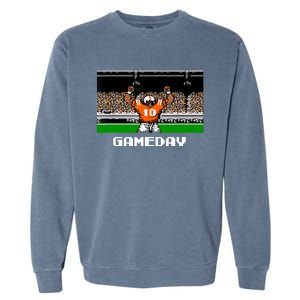 Retro Orange And White Football 8 Bit Video Game Garment-Dyed Sweatshirt