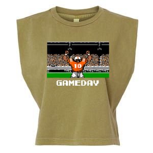 Retro Orange And White Football 8 Bit Video Game Garment-Dyed Women's Muscle Tee