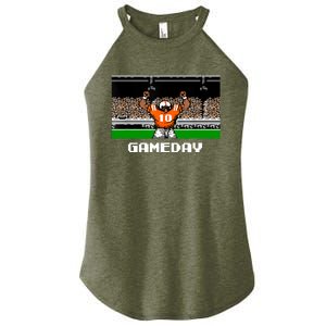 Retro Orange And White Football 8 Bit Video Game Women's Perfect Tri Rocker Tank