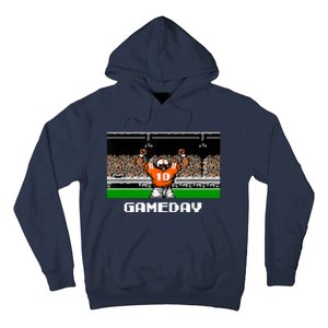 Retro Orange And White Football 8 Bit Video Game Hoodie