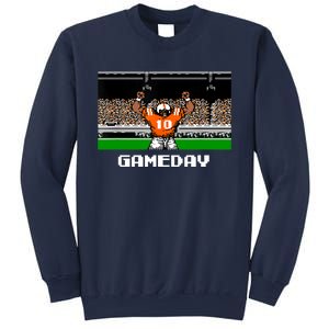 Retro Orange And White Football 8 Bit Video Game Sweatshirt