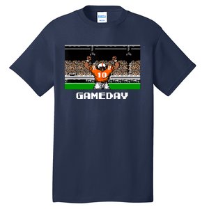 Retro Orange And White Football 8 Bit Video Game Tall T-Shirt