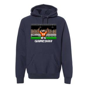 Retro Orange And White Football 8 Bit Video Game Premium Hoodie