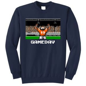 Retro Orange And White Football 8 Bit Video Game Tall Sweatshirt