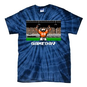 Retro Orange And White Football 8 Bit Video Game Tie-Dye T-Shirt