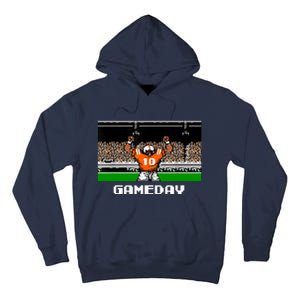 Retro Orange And White Football 8 Bit Video Game Tall Hoodie