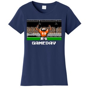 Retro Orange And White Football 8 Bit Video Game Women's T-Shirt