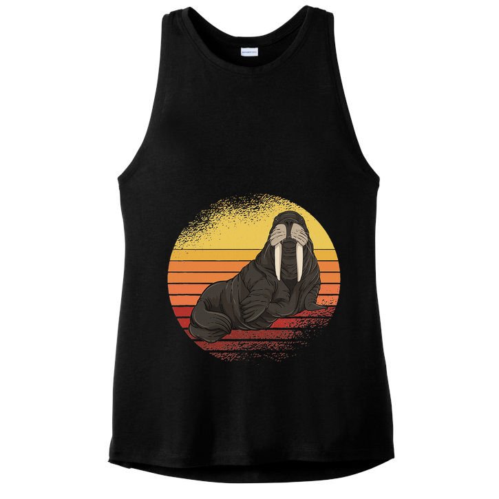 Retro Ocean Animal Sea Walrus Lover Walrus Ladies PosiCharge Tri-Blend Wicking Tank