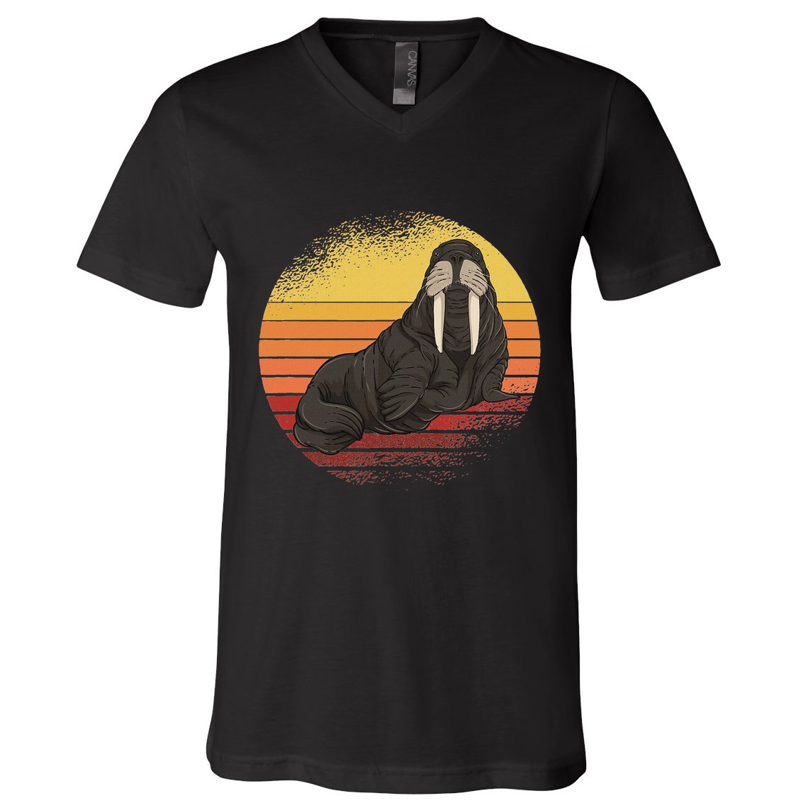 Retro Ocean Animal Sea Walrus Lover Walrus V-Neck T-Shirt