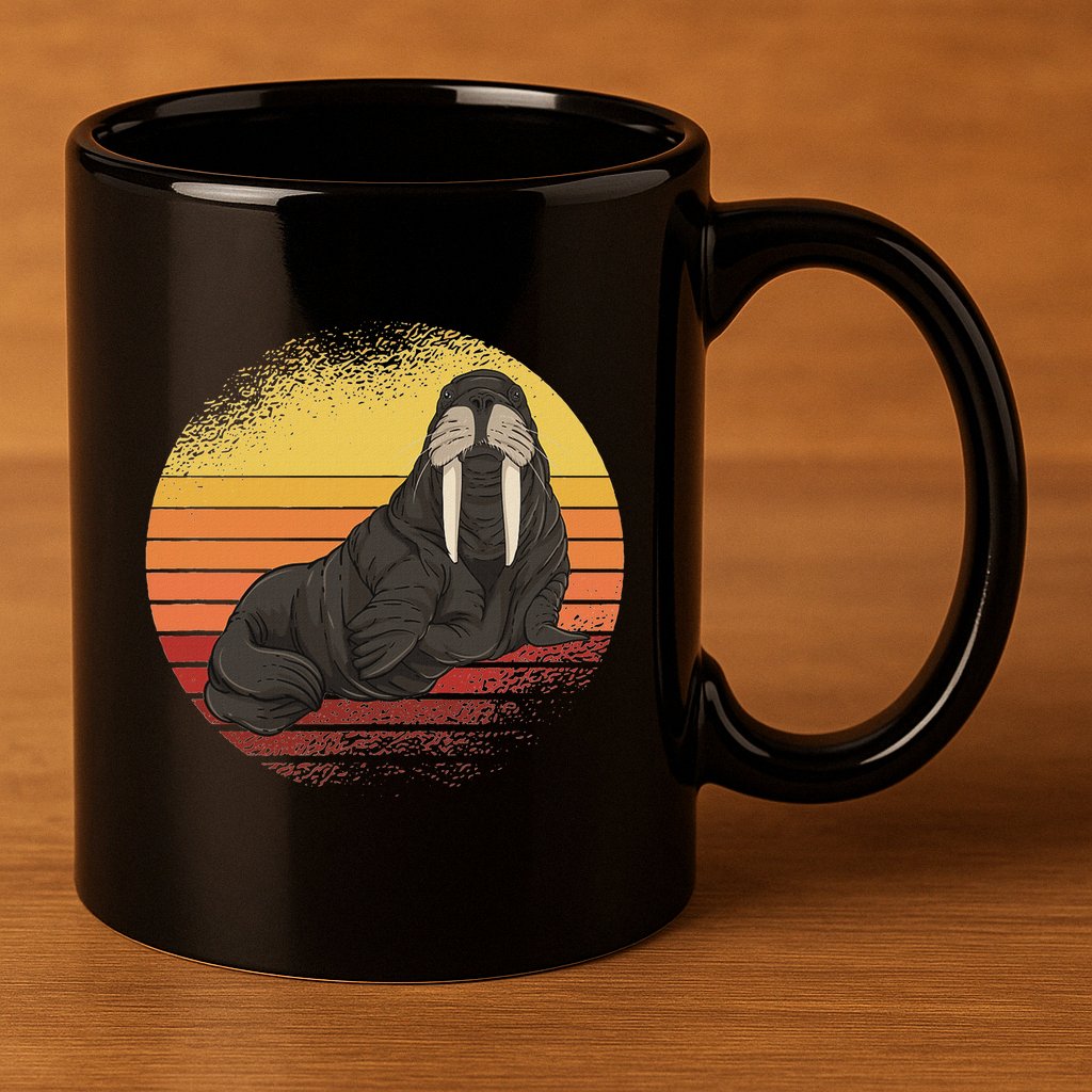 Retro Ocean Animal Sea Walrus Lover Walrus 11oz C Handle Ceramic Mug