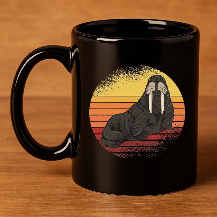Retro Ocean Animal Sea Walrus Lover Walrus 11oz C Handle Ceramic Mug