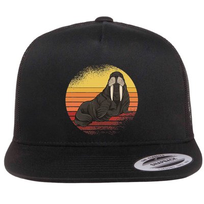 Retro Ocean Animal Sea Walrus Lover Walrus Flatbill Hat